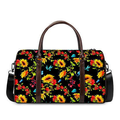 Sunflower Floral Pattern Print Duffle Bag