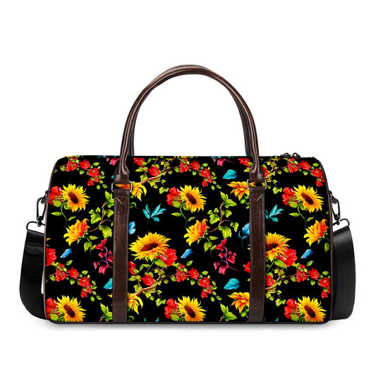 Sunflower Floral Pattern Print Duffle Bag