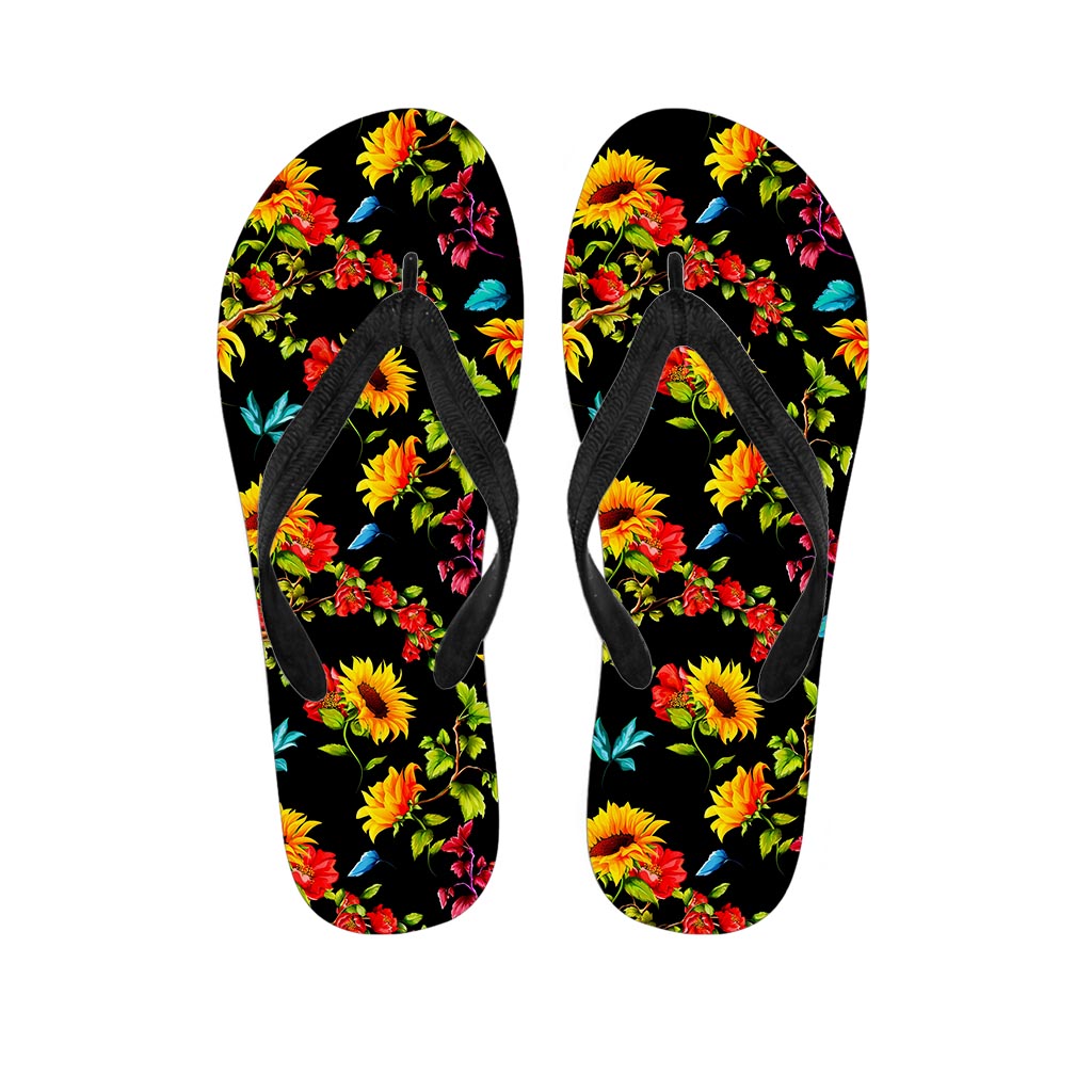 Sunflower Floral Pattern Print Flip Flops