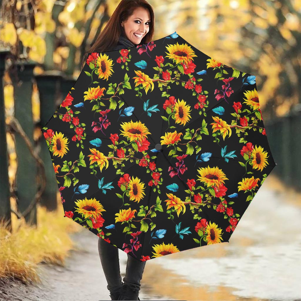 Sunflower Floral Pattern Print Foldable Umbrella