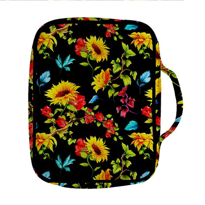 Sunflower Floral Pattern Print Front Pocket Bible Bag