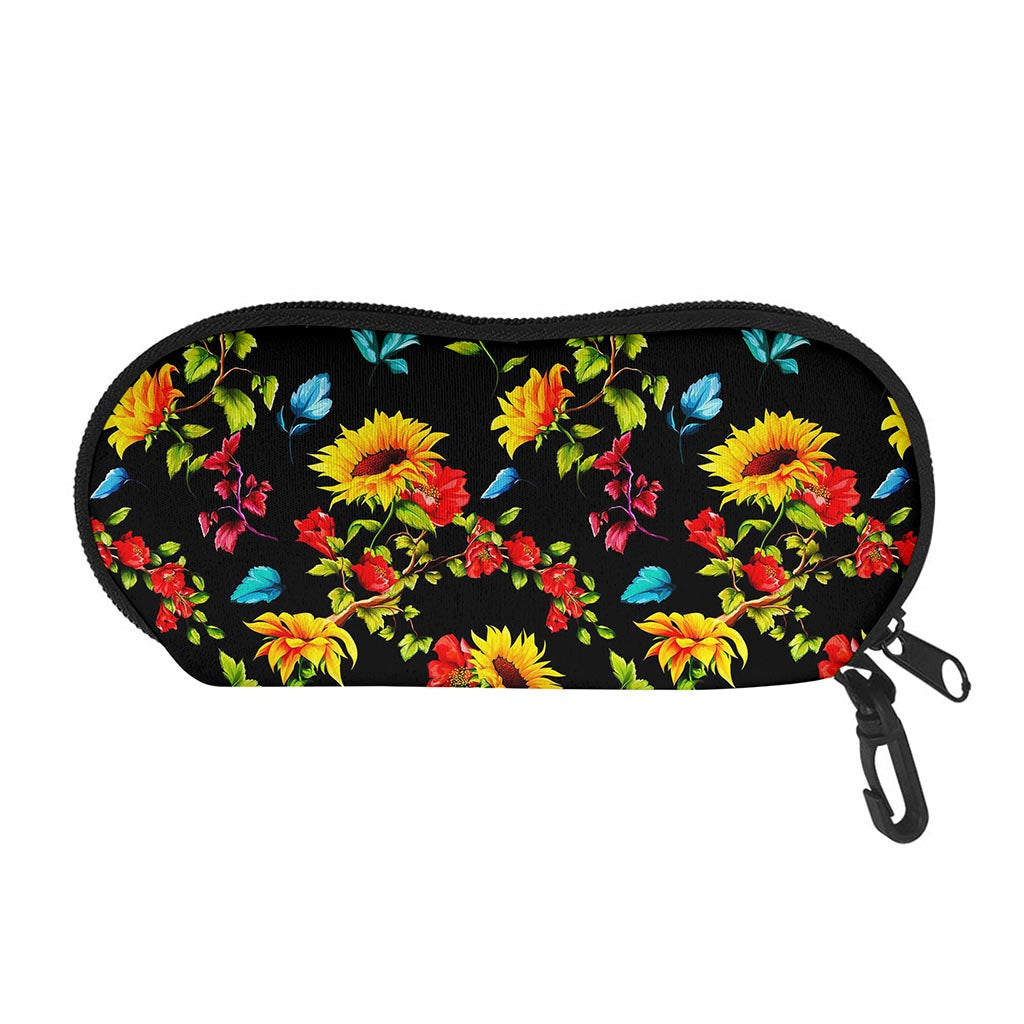 Sunflower Floral Pattern Print Glasses Case