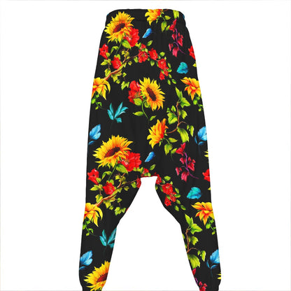 Sunflower Floral Pattern Print Hammer Pants