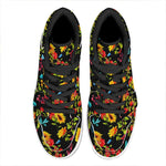 Sunflower Floral Pattern Print High Top Leather Sneakers