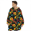 Sunflower Floral Pattern Print Hoodie Blanket