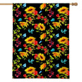 Sunflower Floral Pattern Print House Flag