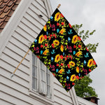 Sunflower Floral Pattern Print House Flag