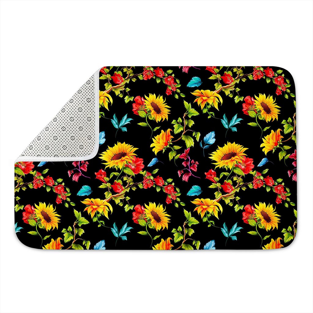 Sunflower Floral Pattern Print Indoor Door Mat