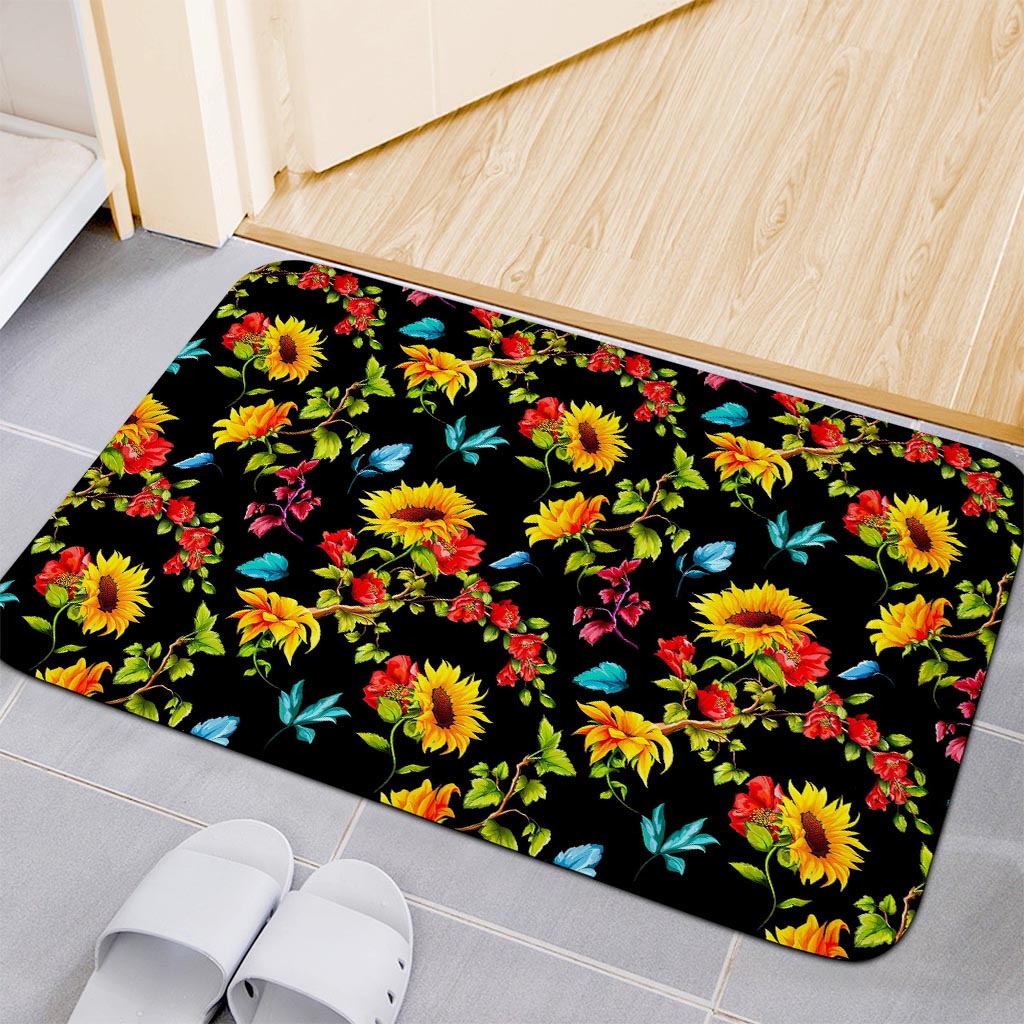 Sunflower Floral Pattern Print Indoor Door Mat