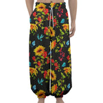 Sunflower Floral Pattern Print Lantern Pants
