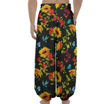 Sunflower Floral Pattern Print Lantern Pants