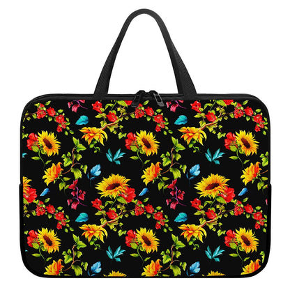Sunflower Floral Pattern Print Laptop Sleeve With Handle