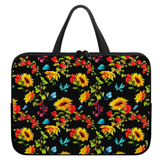 Sunflower Floral Pattern Print Laptop Sleeve With Handle