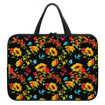 Sunflower Floral Pattern Print Laptop Sleeve With Handle