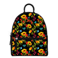 Sunflower Floral Pattern Print Leather Backpack