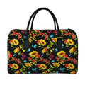Sunflower Floral Pattern Print Leather Duffel Bag