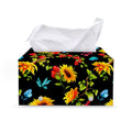 Sunflower Floral Pattern Print Leather Tissue Box Cover