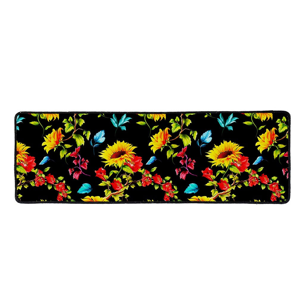 Sunflower Floral Pattern Print Long Kitchen Mat