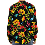 Sunflower Floral Pattern Print Long Sleeve Baseball Jersey