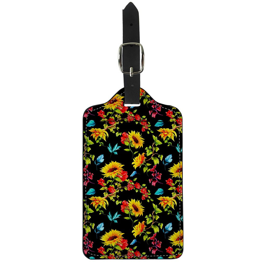 Sunflower Floral Pattern Print Luggage Tag