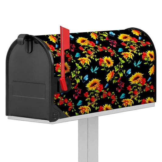 Sunflower Floral Pattern Print Mailbox Cover