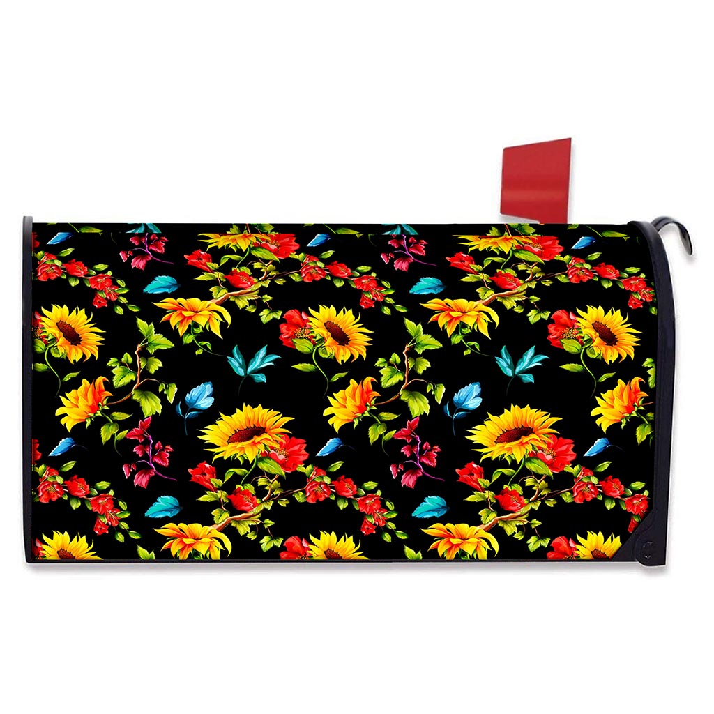 Sunflower Floral Pattern Print Mailbox Cover