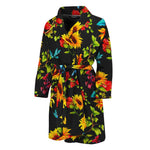 Sunflower Floral Pattern Print Men's Bathrobe