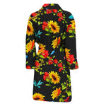 Sunflower Floral Pattern Print Men's Bathrobe