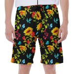 Sunflower Floral Pattern Print Men's Beach Shorts