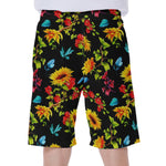 Sunflower Floral Pattern Print Men's Beach Shorts