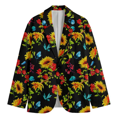Sunflower Floral Pattern Print Men's Blazer