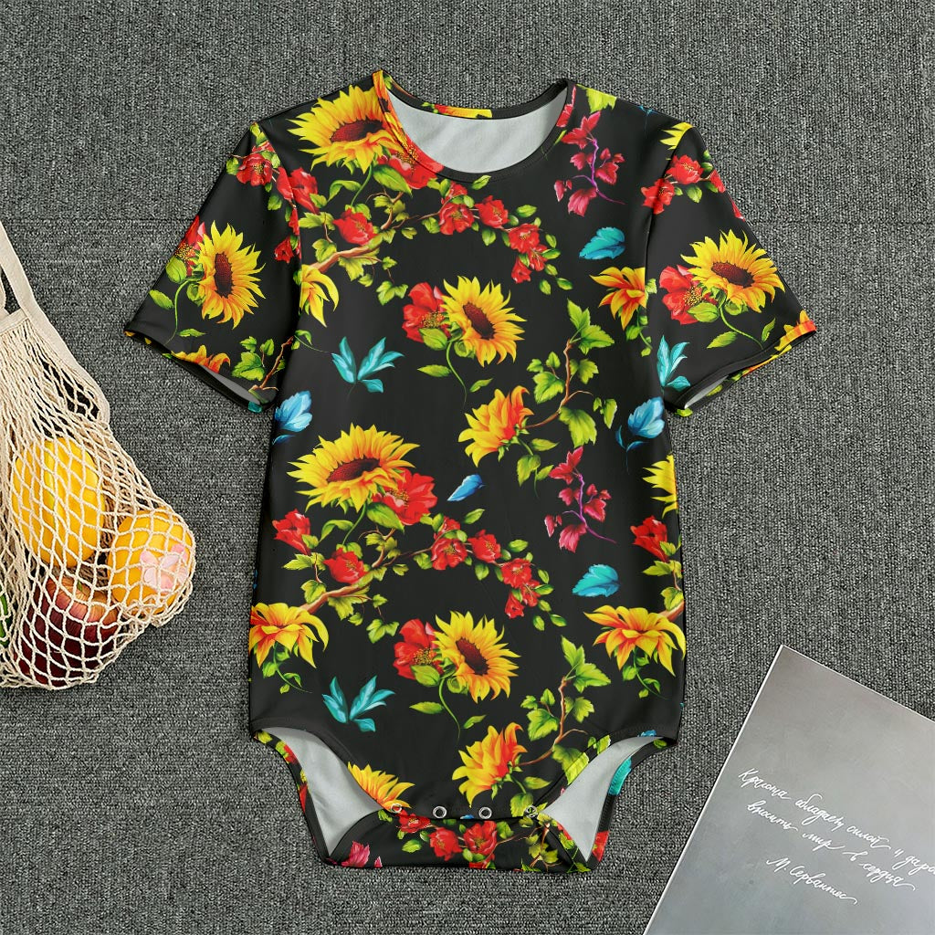 Sunflower Floral Pattern Print Men's Bodysuit
