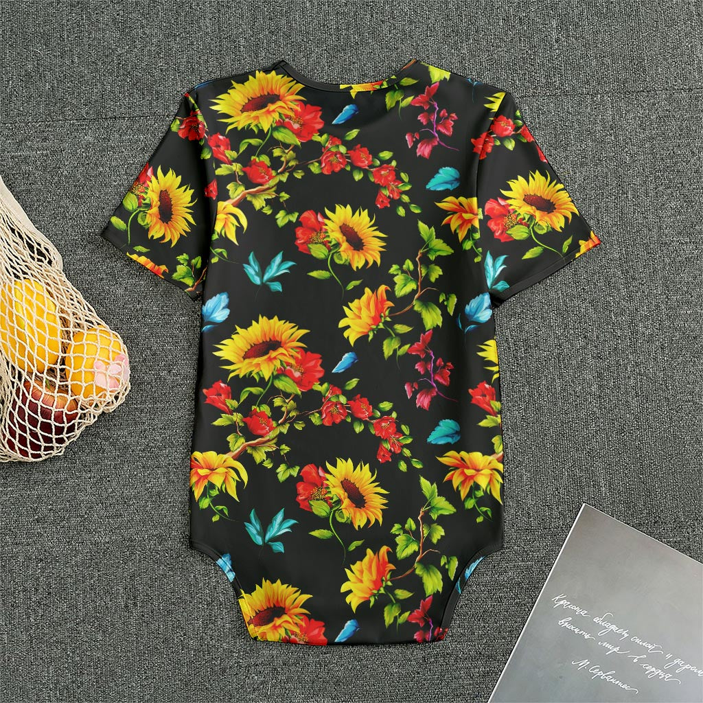 Sunflower Floral Pattern Print Men's Bodysuit