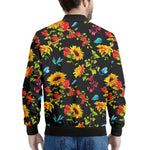Sunflower Floral Pattern Print Men's Bomber Jacket