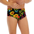 Sunflower Floral Pattern Print Men's Briefs