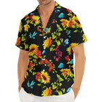 Sunflower Floral Pattern Print Men's Deep V-Neck Shirt