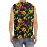 Sunflower Floral Pattern Print Men's Fitness Tank Top