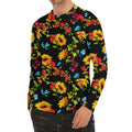 Sunflower Floral Pattern Print Men's Long Sleeve Rash Guard
