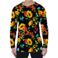 Sunflower Floral Pattern Print Men's Long Sleeve T-Shirt