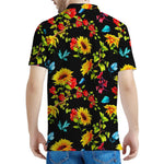 Sunflower Floral Pattern Print Men's Polo Shirt