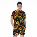 Sunflower Floral Pattern Print Men's Romper