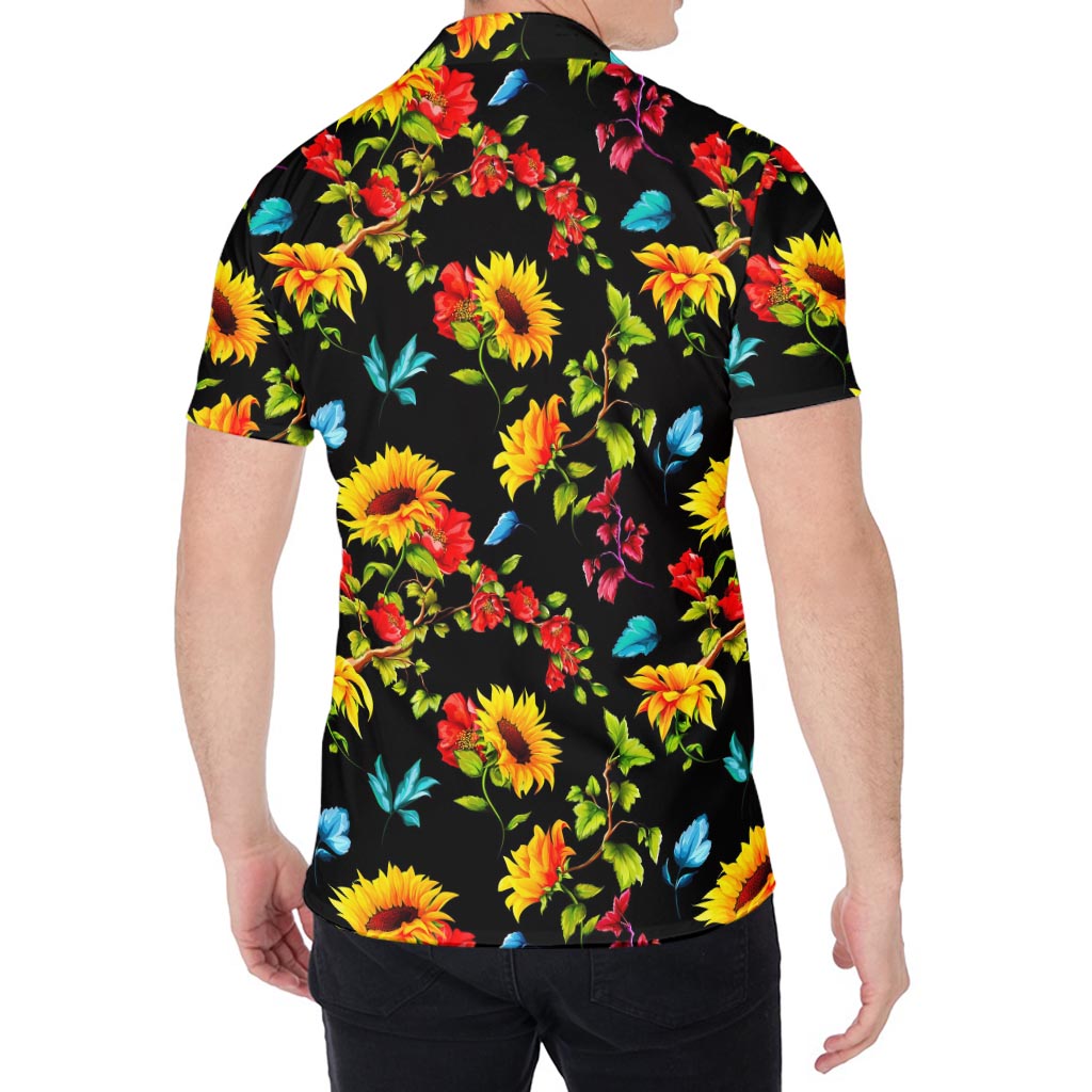 Sunflower Floral Pattern Print Men's Shirt