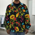 Sunflower Floral Pattern Print Men's Shirt Jacket