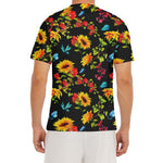 Sunflower Floral Pattern Print Men's Short Sleeve Rash Guard