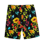 Sunflower Floral Pattern Print Men's Sports Shorts