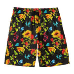 Sunflower Floral Pattern Print Men's Swim Trunks