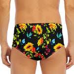 Sunflower Floral Pattern Print Men's Triangle Swim Briefs