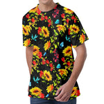 Sunflower Floral Pattern Print Men's Velvet T-Shirt