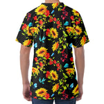 Sunflower Floral Pattern Print Men's Velvet T-Shirt
