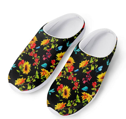 Sunflower Floral Pattern Print Mesh Casual Shoes